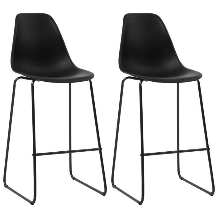 chaises de bar 2 pcs noir plastique
