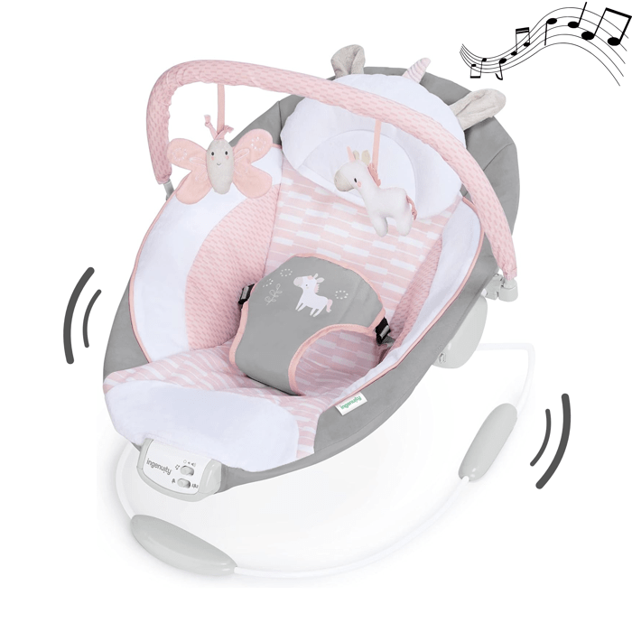 INGENUITY Transat pour bébé - Flora - Arche avec jouets déveil amovible 8 Mélodies Vibrations apaisantes cadeau bébé