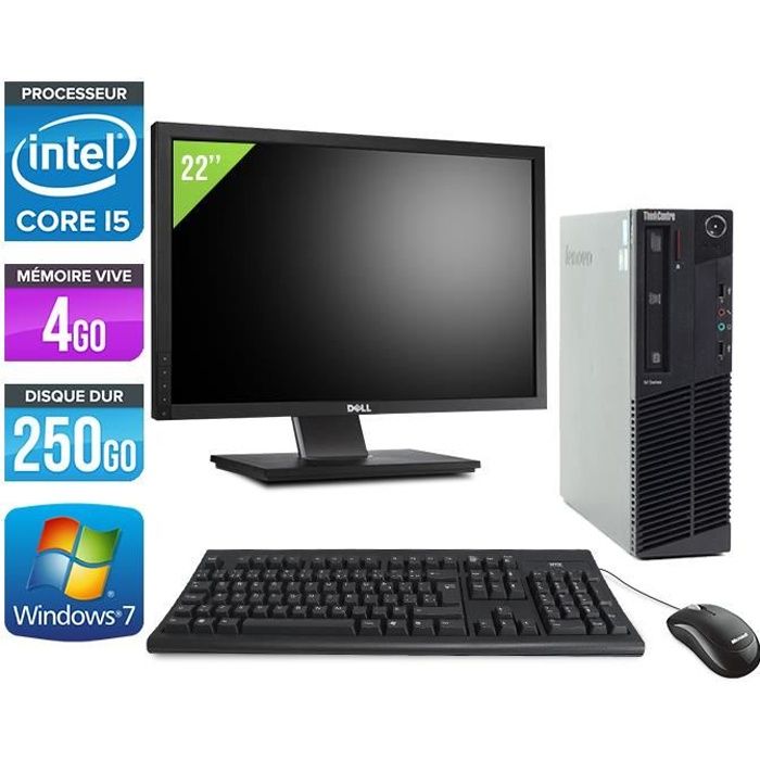 PC Lenovo M91P – Core i5 – 4Go – 250Go + Ecran 22