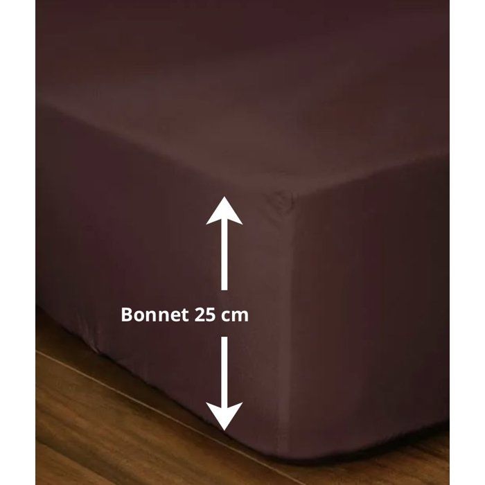 Drap-housse - LOVELY HOME - LH71601 - 90x190+25 cm - Marron