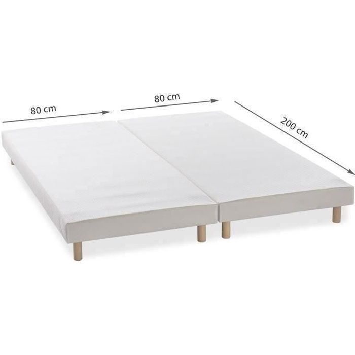 Pack sommiers 2 x 80 x 200 cm (160 x 200 cm ) avec Pieds Fabrication Française