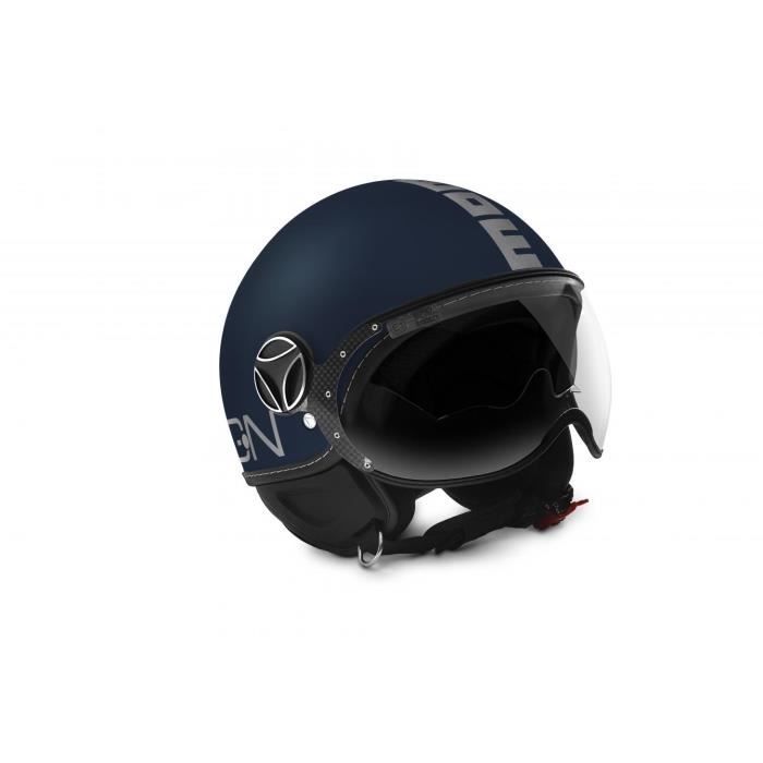 MOMO DESIGN Casque Jet FGTR Evo Bleu Mat Logo Gris