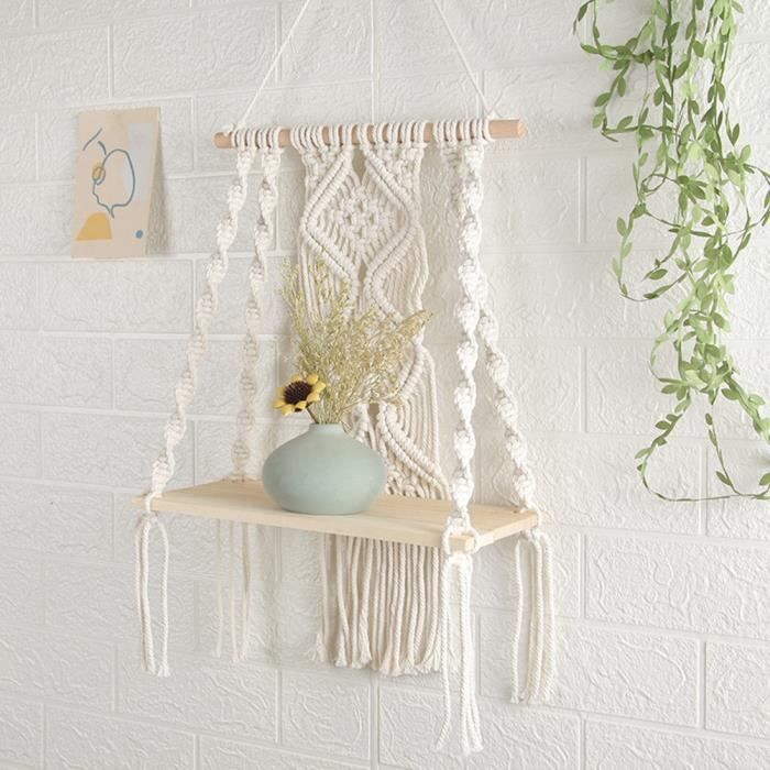 Étagère Murale - MOTHINESSTO - Macramé Boho - Corde en Coton Naturel - Décoration Murale - Design Exclusif