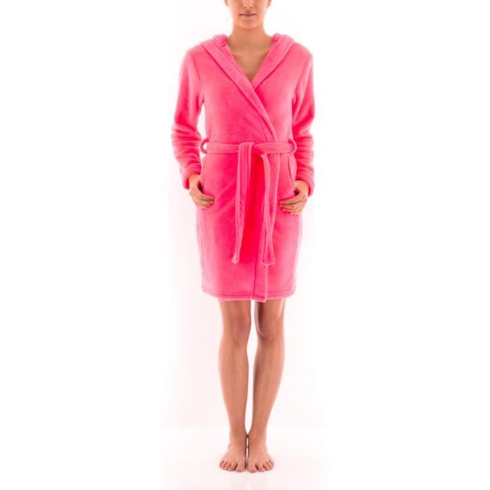 Peignoir Femme Pilou Rose Fluo Achat Vente Peignoir Soldes