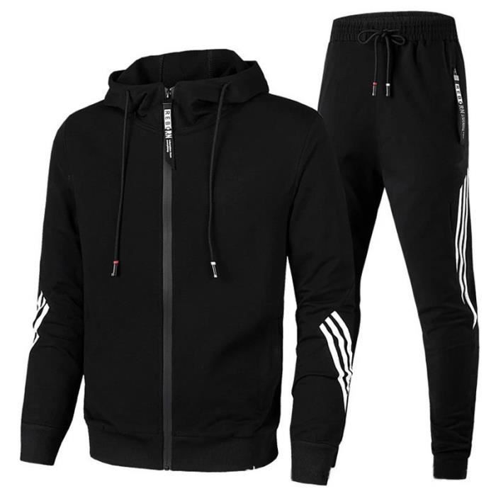 Survêtement Homme 2 Pièces – Sweat à Capuche + Pantalon Jogging – Tissu Doux Et Respirant – Pour Sport, Détente, Gym