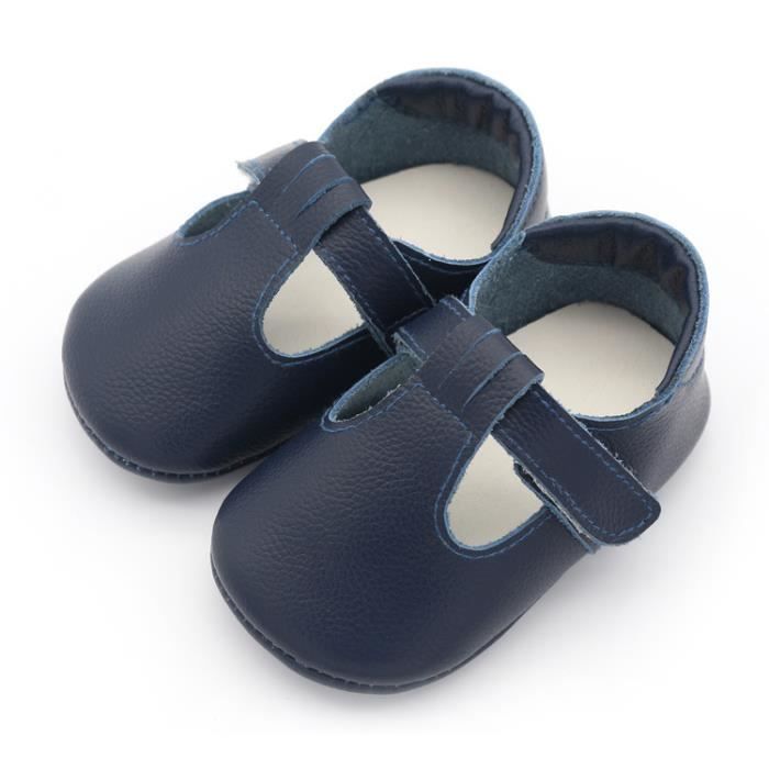 Chaussures Bebe Cuir Souple Chaussons Premiers Pas Respirant Pour Garcon Fille Nourrisson Semelles Antiderapantes En Caoutchouc Bleu Cdiscount