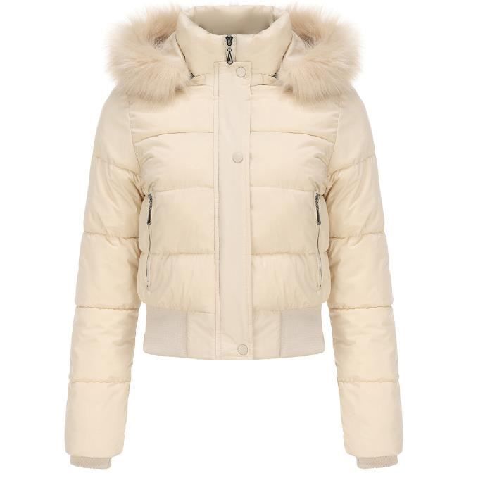 Veste Matelassee Femme Parka Manteau Court Femme Manteau Matelasse a Capuche Veste Coupe beige