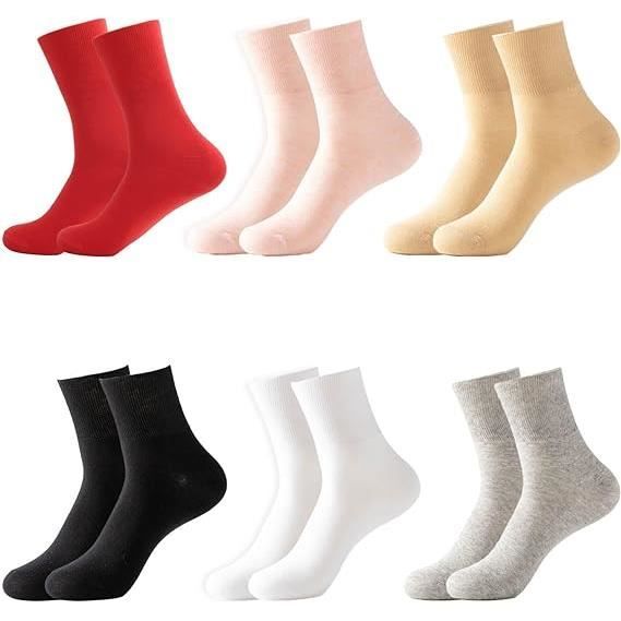 Lot de 6 paires de chaussettes pour femme a large bouche sans couture avec bouche lache chaussettes de compression a mollet large