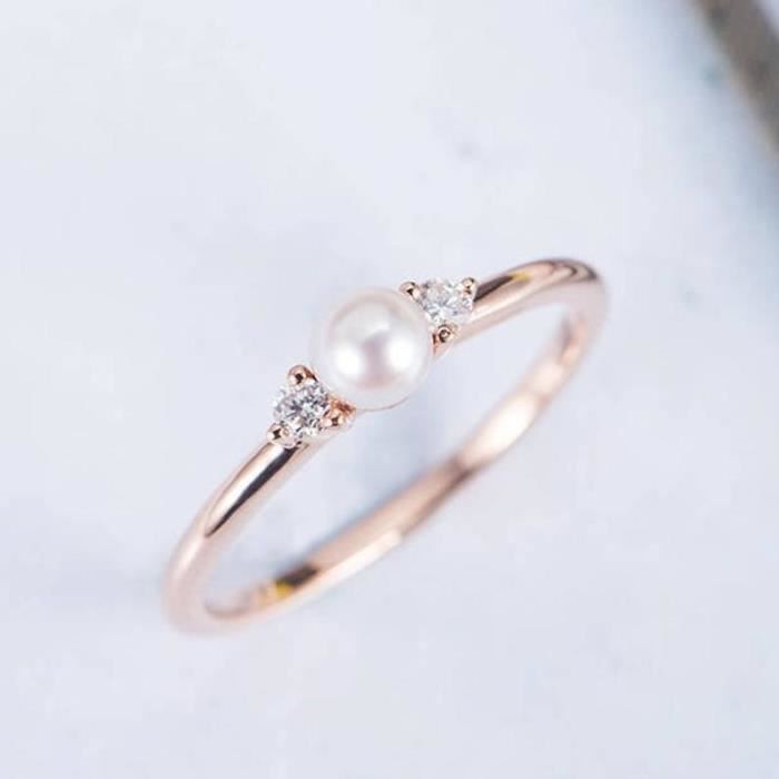 Perle Bague De Mariage Diamant Minimaliste Trois Pierres Grappes