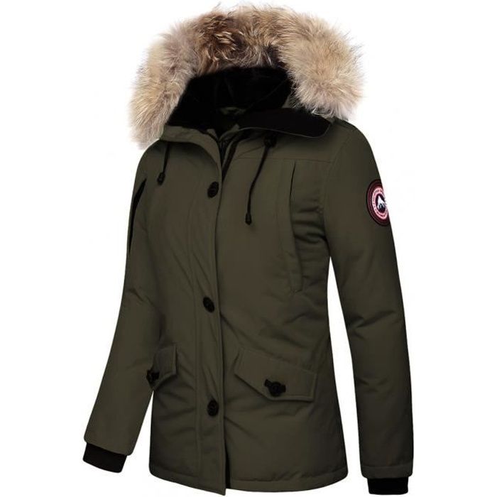 Parka femme ONTARIO RACCOON EDITION Kaki Vert Capuche a fourrure Kaki Cdiscount Pret a Porter