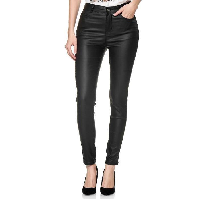 Pantalon Femme Cuir Look Biker Taille Haute Tube Skinny Slim Treggings Faux Noir L Noir Cdiscount Pret a Porter