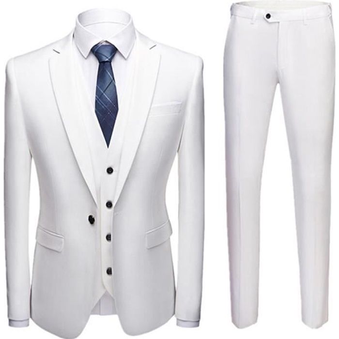 Costume Homme uni de Marque Luxe V Tements Masculin WZC1288G Blanc