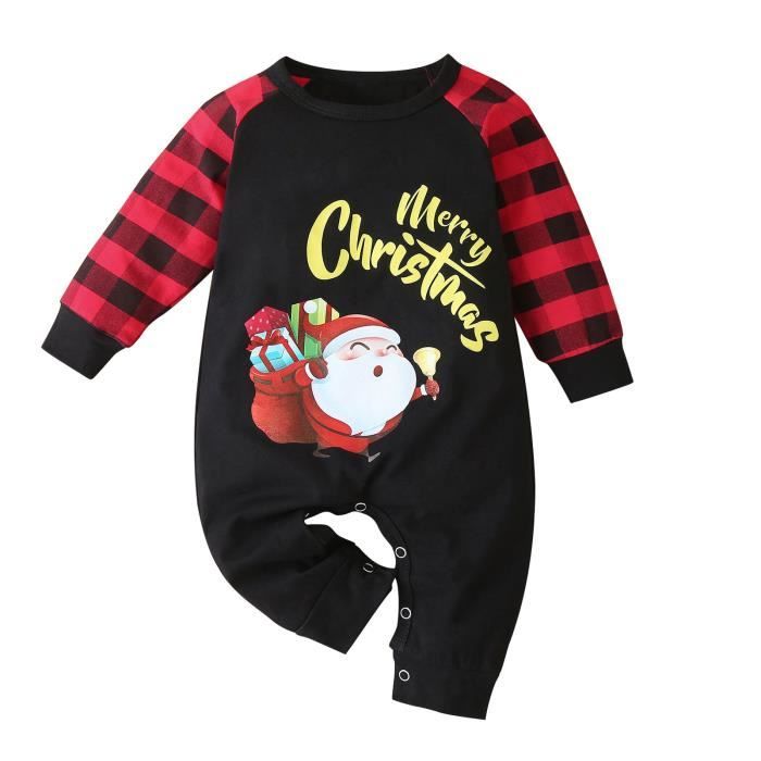 Ensemble Vêtement Noël Bébé Fille 4 Pièces - Barboteuse Manches Longues + Jupe + Collants + Nœud - Pour Nouveau-né Jusqu'à 12 Mois - 7