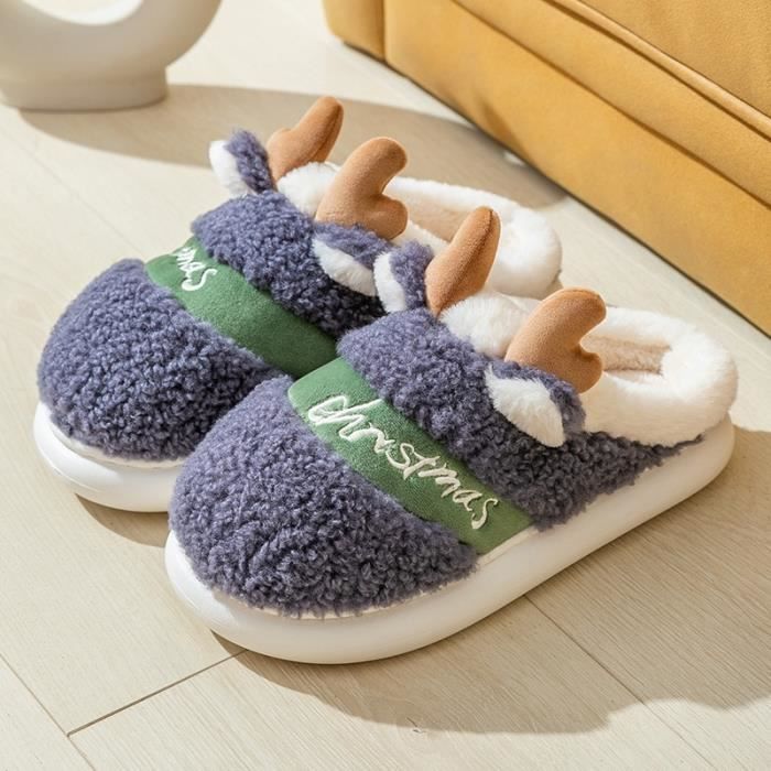 Chaussons Pantoufles de no l semelle douce et paisse pour homme
