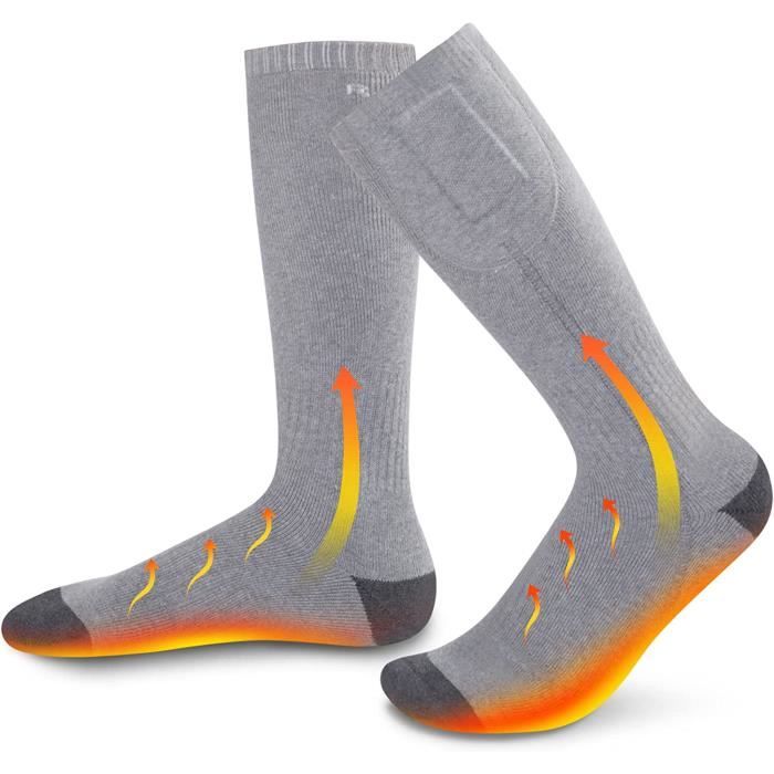 Chaussette chauffante Homme Femme Chaussettes Électrique À Pile pour Sports de Plein gris