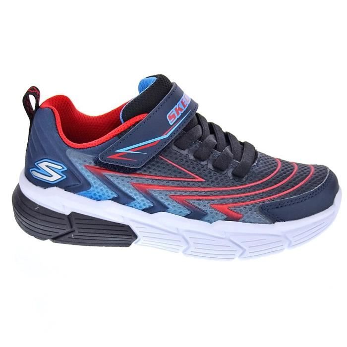 Skechers Chaussures enfant - SKECHERS - Microspec - Noir et bleu - Lacets - Tige synthétique