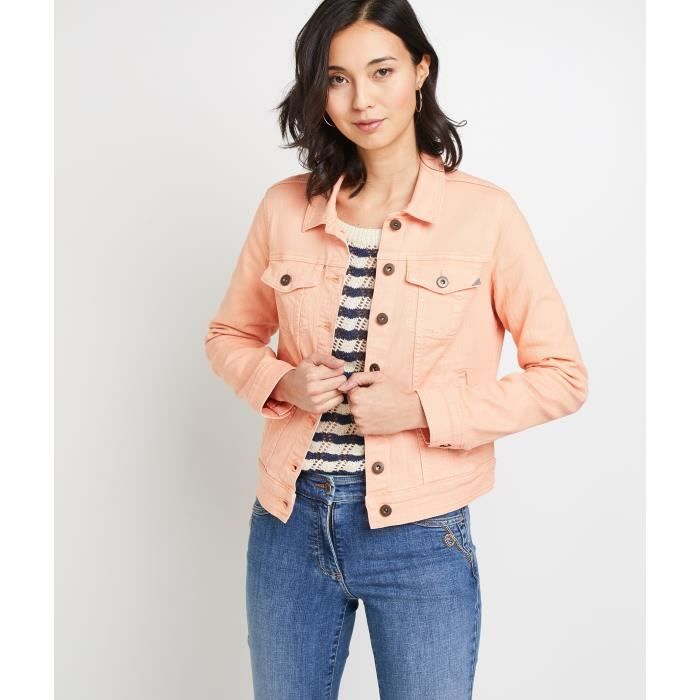 Veste en jean orange courte femme 2025