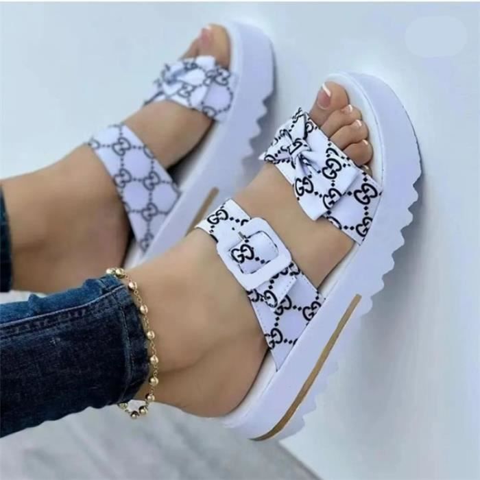Sandales plateforme femme VITATA Blanc Bride Plat