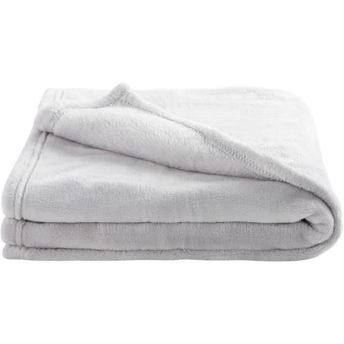 DOMIVA Couverture Microdoux - 100 x 150 cm - Uni - 320 g/m² - Microfibre -  Perle