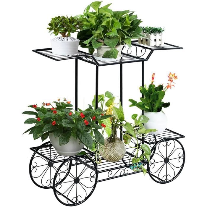 RELAX4LIFE Étagère à Fleurs en Fer Classique pour Extérieur∬érieur Porte-Plante pour Jardin Terrasse Balcon (Style 1 4