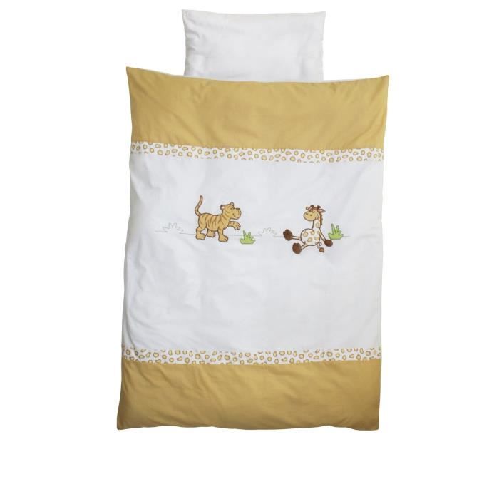 Parure De Lit Bébé Les Schtroumpfs - Housse Couette 100x135 Cm + Taie 40x60 Cm - Coton Orange