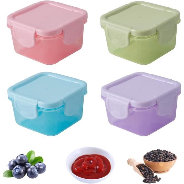 16 Petits Pots Bébé Réutilisables 200ml - Lot De 16 Boîtes Alimentaires Empilables - 4 Couleurs