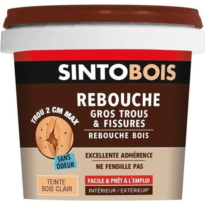 Sinto Rebouche bois - SINTOBOIS - 500 g - Bois clair - Pâte onctueuse facile à appliquer