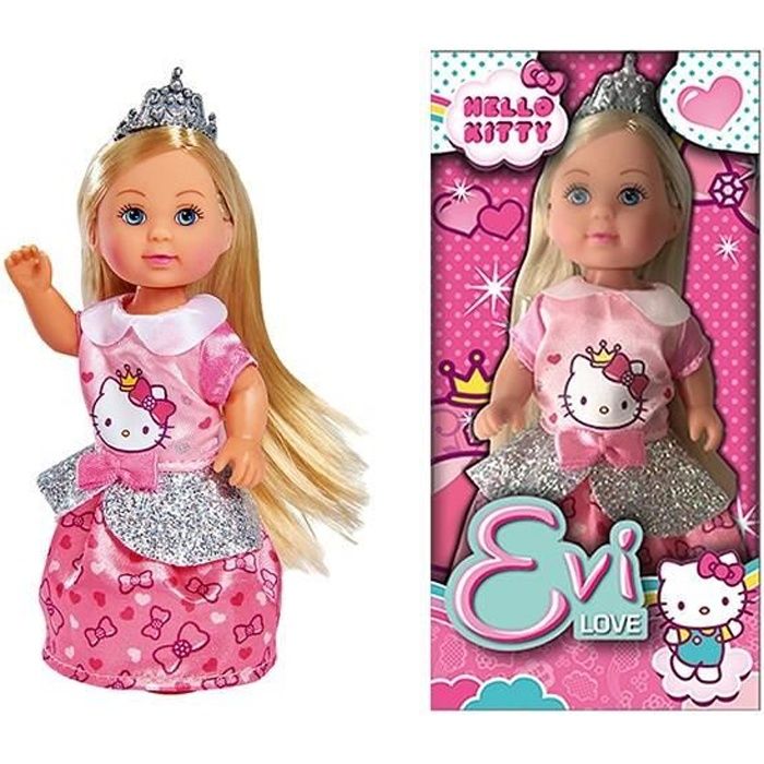 hello kitty - evi love poupée princesse 12 cm avec tiare