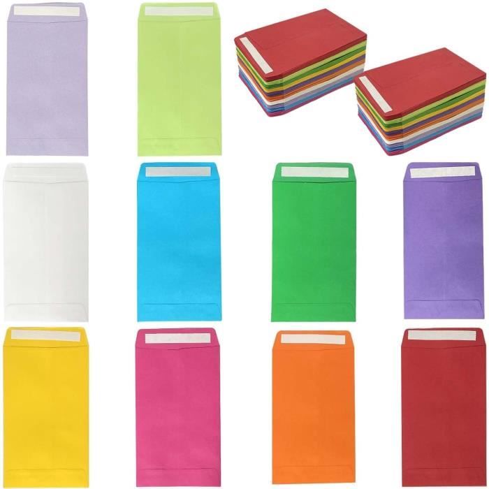 Envelop Schets Lot de 100 enveloppes d'argent, enveloppes de graines colorées, sachets ...