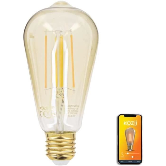 KOZII Ampoule LED Connectée Filament E27 ST64 Transparent Ampoule