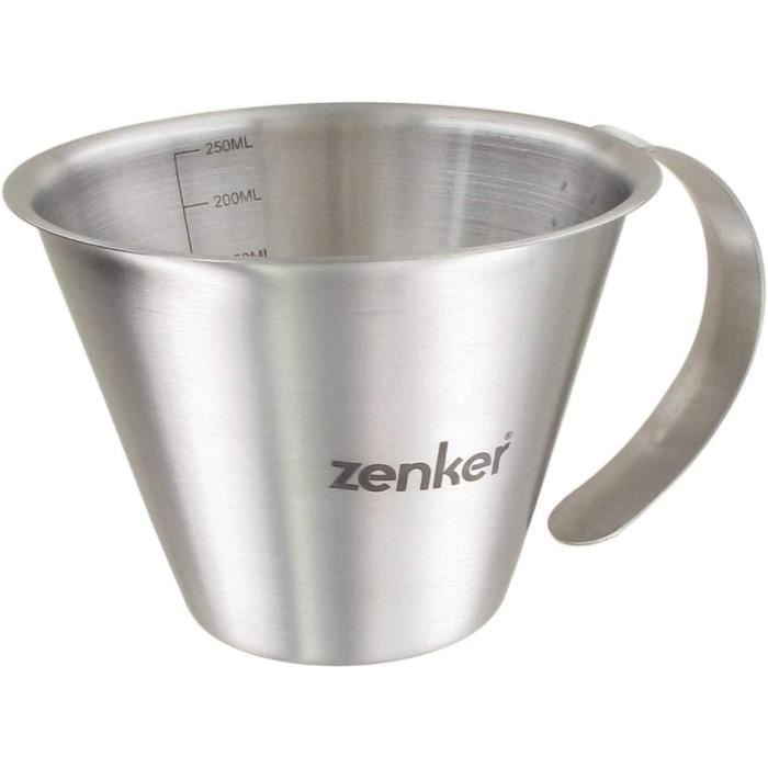 Verre Doseur En Inox 250 Ml Zenker - Graduations Précises, Bec Verseur | Pour Cuisine Et Pâtisserie