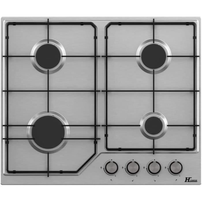 HUDSON Plaque Cuisson Gaz 4 Feux Encastrée 60 cm Inox L 58 x l 51