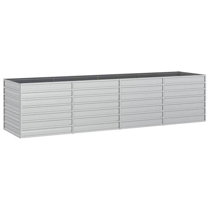 Jardinière Sur Pieds En Acier Galvanisé 320 X 80 X 77 Cm - Lit De Jardin Surélevé - Pour Légumes, Fleurs, Plantes Aromatiques - Gris