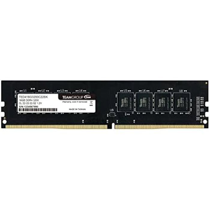 Mémoire DDR4 TEAMGROUP Team Elite 16GB 3200MHZ - Technologie DDR4 SDRAM - Capacité 16GB - Vitesse 3200MHZ