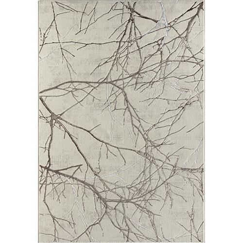 Tapis de Salon Moderne - THE CARPET - Mila - Crème - Motif Éclairs Dorés - 80x150 cm