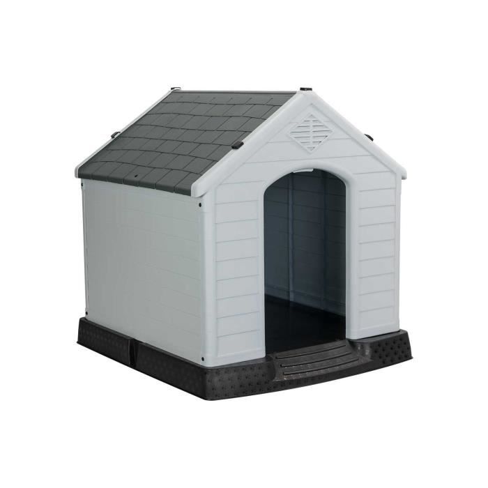 Comparer les prix de Niche pour chien en résine 66,5x73,6x71cm Thinia Home.  Noir/Gris