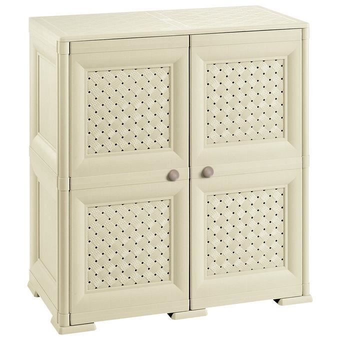 Commode TONTARELLI Omnimodus Meuble Bas 4 Compartiments - Crème - Polypropylène Commode TONTARELLI Omnimodus Meuble Bas 4 Compartiments - Crème - Polypropylène
