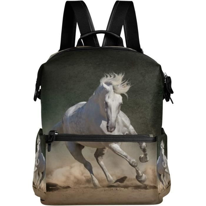 Sac ?? Dos Blanc Cheval Running Sac D'??cole[H5653] - Cdiscount Bagagerie - Maroquinerie