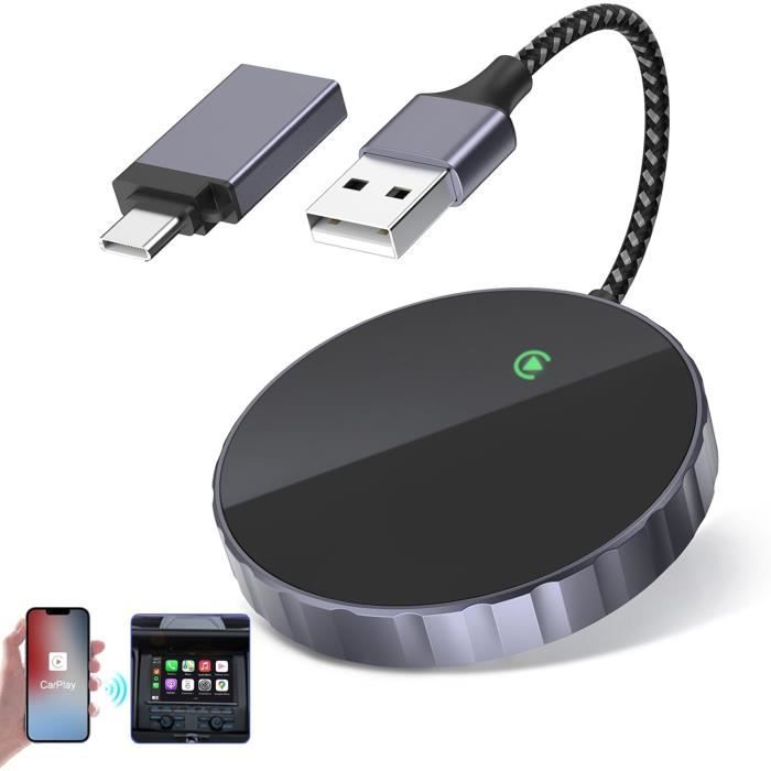 Adaptateur Carplay Sans Fil 2-en-1 USB A/C - Plug & Play Pour IPhone & Android - Compatible IOS 10+ / Android 11