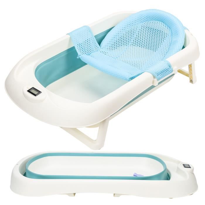 Baignoire Pliable Bébé Tubiaz Avec Thermomètre - Coussin Et Gobelet 0 à 3 Ans Bleue