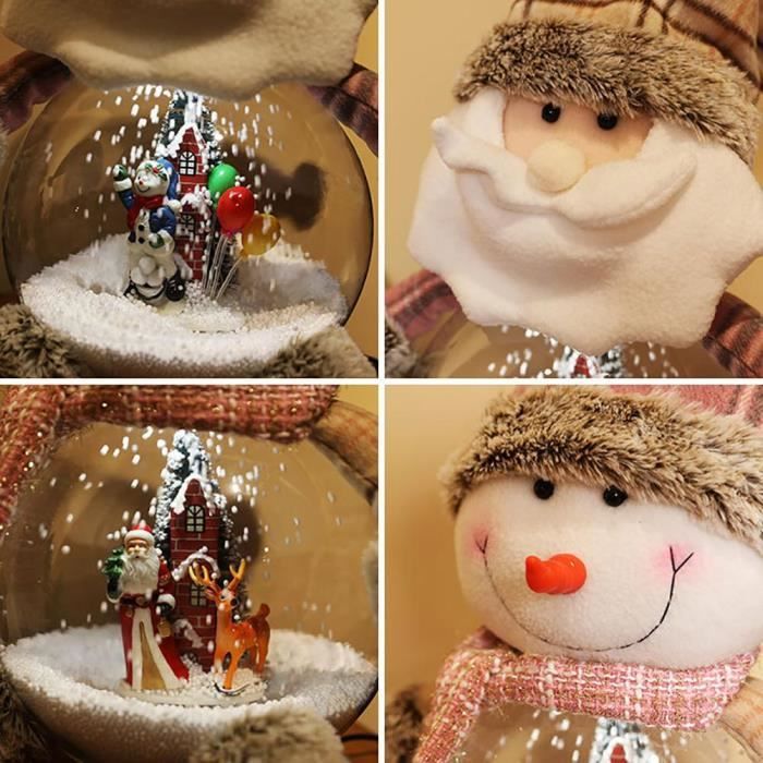 Justharion Ensemble De Décoration De Bureau En Résine Scène De Noël Maison De Neige LED Village Cadeau G