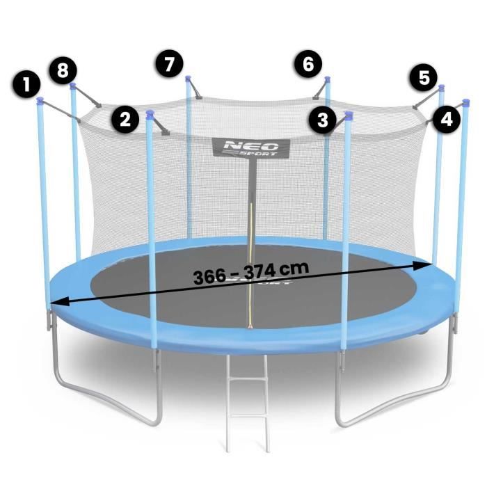 Filet de trampoline - 305 cm - bord intérieur - 6 poteaux