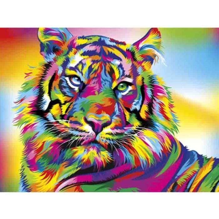 Kit Point De Croix Complet Estampé – Tigre Majestueux 14CT – 62 X 44 Cm – Idéal Débutants & Confirmés