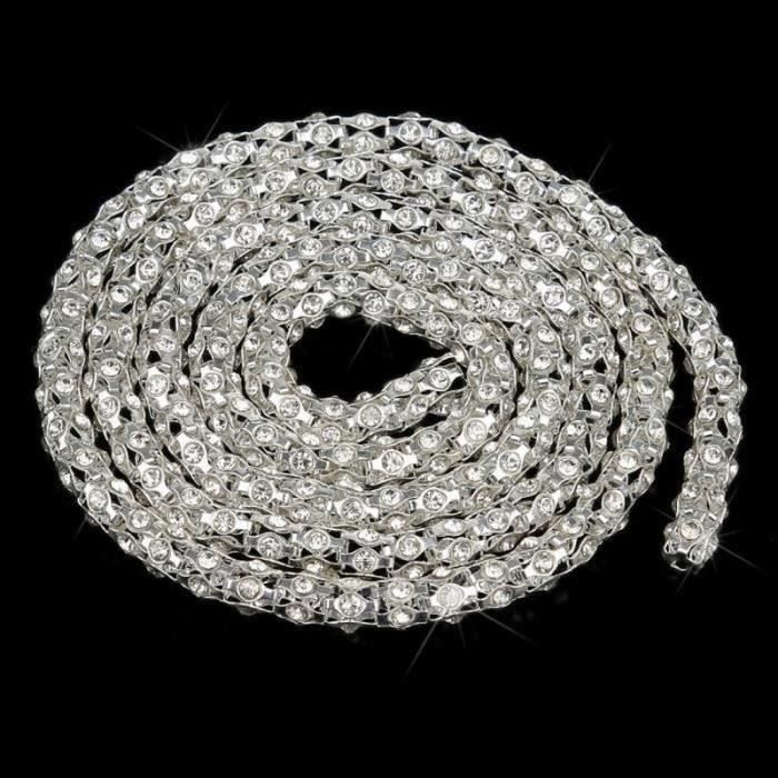 TMISHION Ruban De Cristal 1m DIY Wrap Roll Cristal 3mm Strass Chaîne Garniture Ruban Décoration