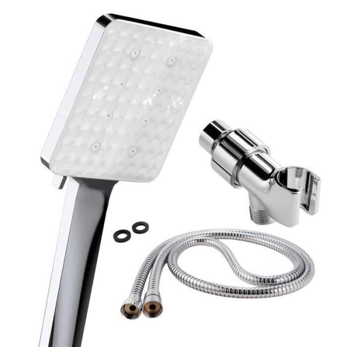 Pommeau Douche Métal Haute Pression Voolan - Chromé Avec Buses Silicone - Universel