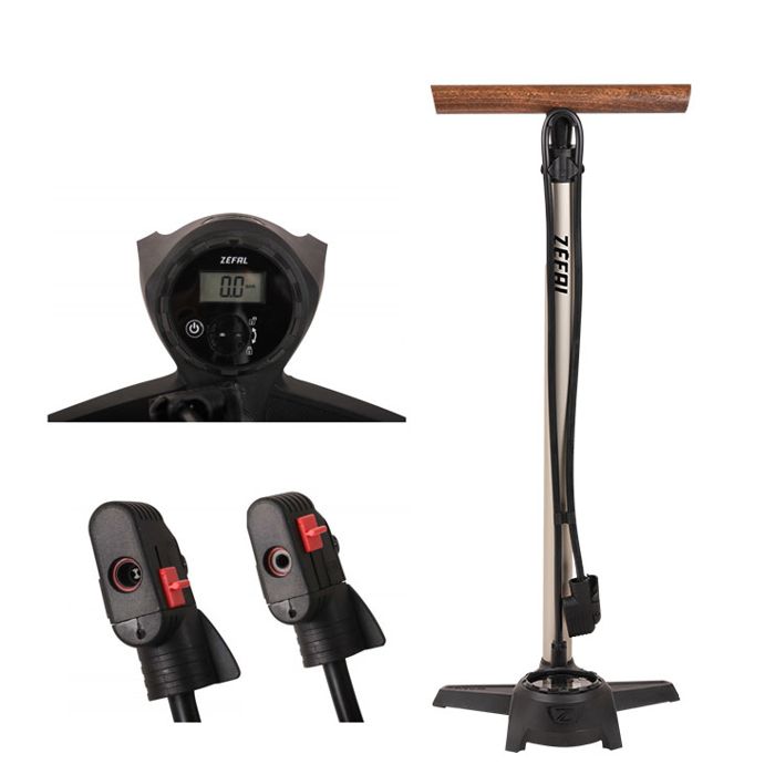 Pompe à pied en aluminium Zefal Profil Max FP65 Z-Switch - argenté/noir - TU - Adulte - Homme - Gris