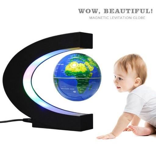 Planète en lévitation TERRE (globe flottant) avec base LED BLUE