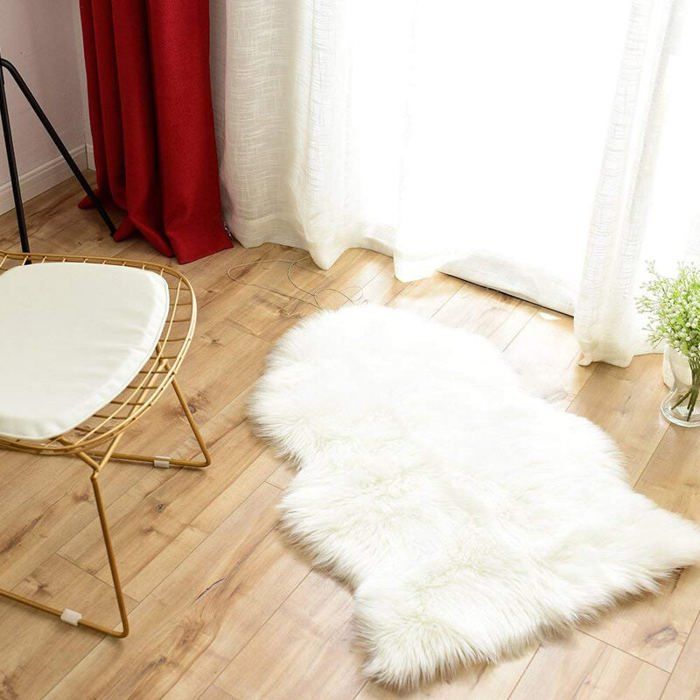 Coussins De Chaise En Véritable Peau De Mouton – Lot De 2, Blancs, 40x40 Cm, Neufs