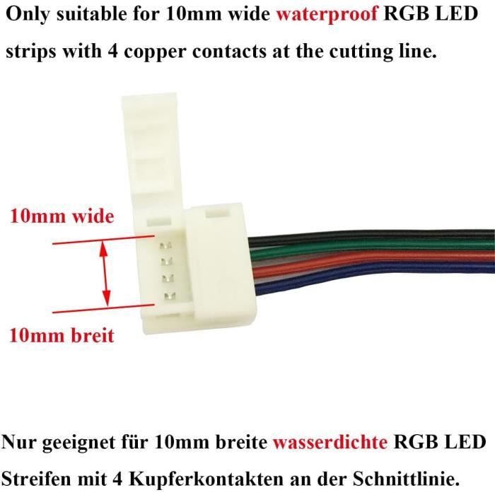 5pcs Connecteur d'angle de Bande LED 4 Pin Ruban LED à 4 Broches Connecteur  en Forme L RGB 5050 3528 2835 LED Strip Connector Séparateur LED Splitter