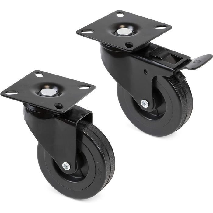 Lot De 4 Roulettes Plastique Uxcell : 2 Pivotantes + 2 Fixes, Blanc, Diamètre 1 Pouce, Installation Par Plaque